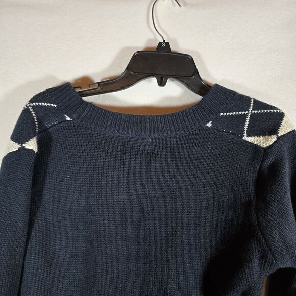 Princess Polly Blue White Chunky Knit Cropped Cardigan S/M Sweater N1 Gently Use - Picture 12 of 12